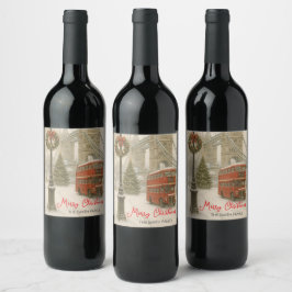 Etiqueta Para Botella De Vino Christmas in London Personalized Wine Label