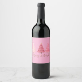 Etiqueta Para Botella De Vino Christmas pink wine bottle label
