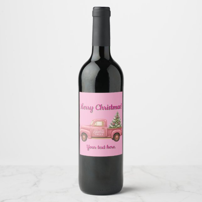 Etiqueta Para Botella De Vino Christmas Pink Wine bottle Label (Anverso)
