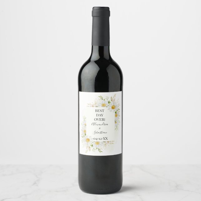 Etiqueta Para Botella De Vino Chrysanthemum Greenery Bridal Shower Couples (Anverso)