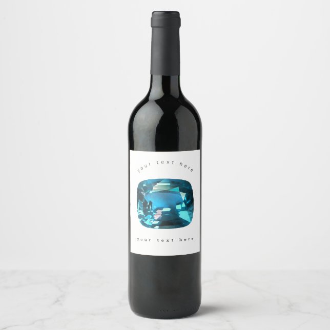 Etiqueta Para Botella De Vino Cian Sky Blue (Anverso)