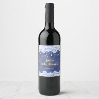 Etiqueta Para Botella De Vino Cielo azul con estrellas de destete - Etiqueta de