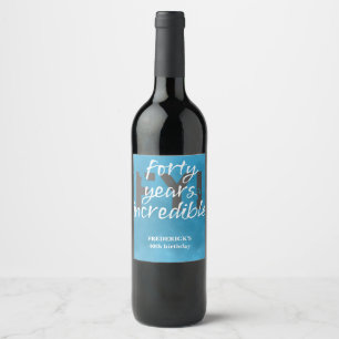 Etiqueta Para Botella De Vino Cielo Azul Cuarenta Años Increíble Cumpleaños 40