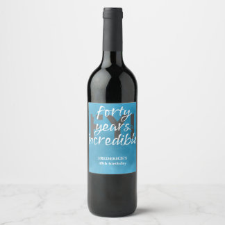 Etiqueta Para Botella De Vino Cielo Azul Cuarenta Años Increíble Cumpleaños 40