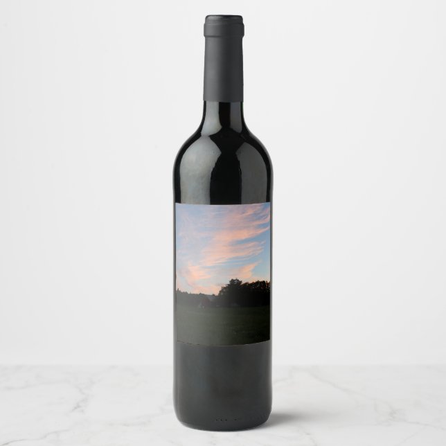 Etiqueta Para Botella De Vino Cielo fluorescente (Anverso)