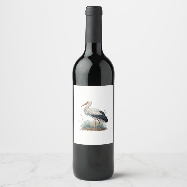 Etiqueta Para Botella De Vino Cigüeña (Anverso)