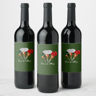 Etiqueta Para Botella De Vino Cinco de mayo, fiesta mexicana
