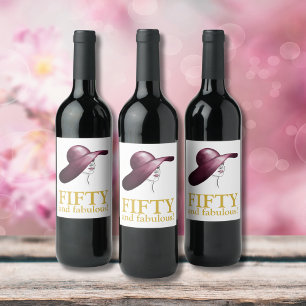 Etiqueta Para Botella De Vino Cincuenta y Fabulosa Mujer Elegante