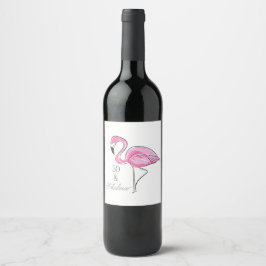 Etiqueta Para Botella De Vino Cincuenta y fabulosas galletitas de flamenco rosad