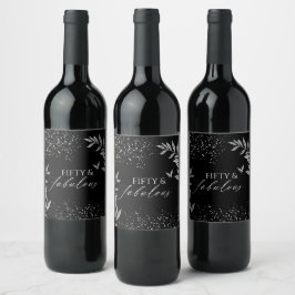 Etiqueta Para Botella De Vino Cincuenta y fabuloso glamour negro 50 cumpleaños