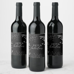 Etiqueta Para Botella De Vino Cincuenta y fabuloso glamour negro 50 cumpleaños