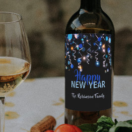 Etiqueta Para Botella De Vino Cinta Bokeh enciende celebración de Fiesta de Año 