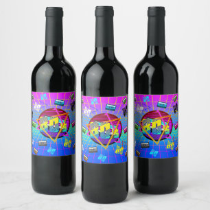 ETIQUETA PARA BOTELLA DE VINO CINTA DE CASSETTE RETRO ANTIGUA DE LOS 80