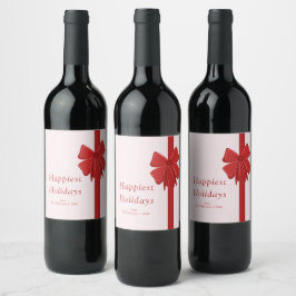 Etiqueta Para Botella De Vino Cinta de lazo roja moderna de Navidad