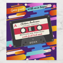 Etiqueta Para Botella De Vino Cinta de mezcla de cassette 80s retro personalizad
