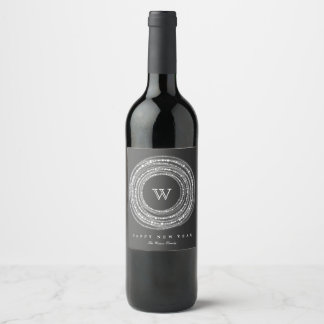 Etiqueta Para Botella De Vino Círculos de espárragos merry y brillantes Monogram