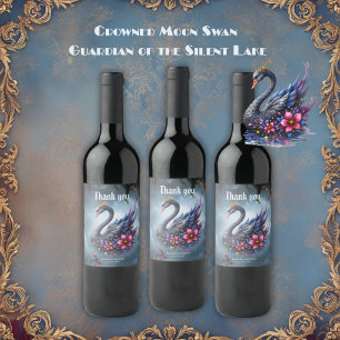 Etiqueta Para Botella De Vino Cisne de la Luna Coronada - Guardián del Lago Sile