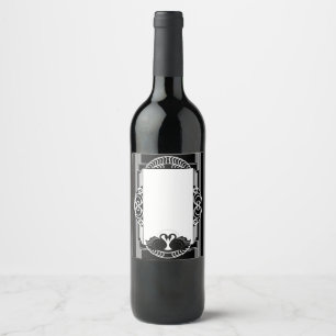 Etiqueta Para Botella De Vino Cisnes negros y blancos parisinos Art Deco