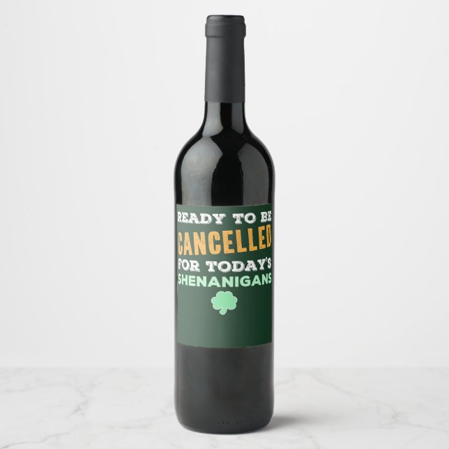 Etiqueta Para Botella De Vino Cita cancelada de lentejuelas irlandesas para bebe (Anverso)