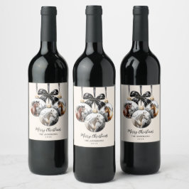 Etiqueta Para Botella De Vino Cita de Navidades negros y dorados de caballos