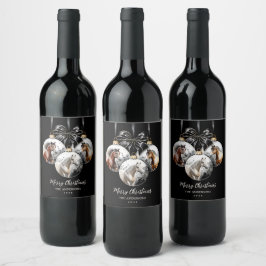 Etiqueta Para Botella De Vino Cita de Navidades negros y dorados de caballos