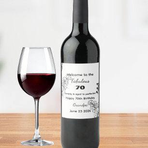 Etiqueta Para Botella De Vino Cita divertida personalizada para el 70 cumpleaños
