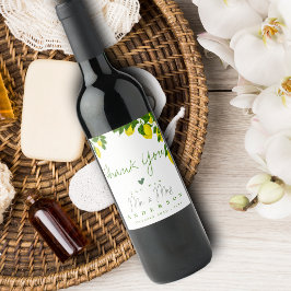 Etiqueta Para Botella De Vino Citrus de limón amarillo brillante Sr. Wedding Fav