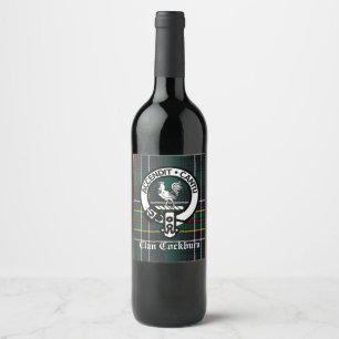 Etiqueta Para Botella De Vino Clan Cockburn Escudo Badge y Tartán