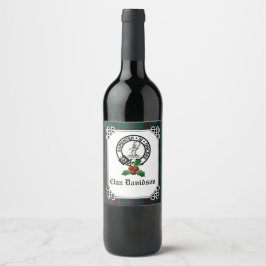 Etiqueta Para Botella De Vino Clan Davidson Escudo Badge & Tartan Holiday