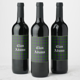 Etiqueta Para Botella De Vino Clan escocés Adams Tartan