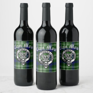 Etiqueta Para Botella De Vino Clan escocés Mow Escudo y Tartán