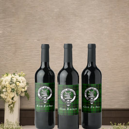 Etiqueta Para Botella De Vino Clan Forbes Tartán y placa Escudo