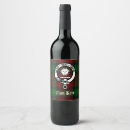 Etiqueta Para Botella De Vino Clan Kerr Tartan y Escudo