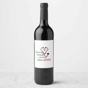 Etiqueta Para Botella De Vino Clase de sobrevivientes de la escuela de enfermerí