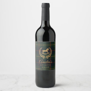 Etiqueta Para Botella De Vino Clásica Fiesta de Caballo de Polo Vintage para Bab