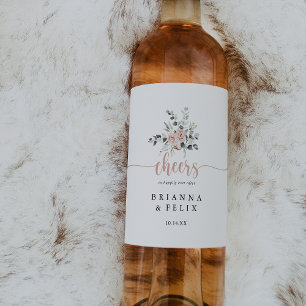 Etiqueta Para Botella De Vino Clásica Rosas Rosa Saludos Bodas Vinos