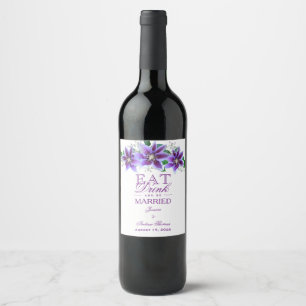 Etiqueta Para Botella De Vino Clásica y elegante boda de Clemátide