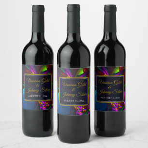Etiqueta Para Botella De Vino Clásico elegante patrón floral moderno #902 Boda