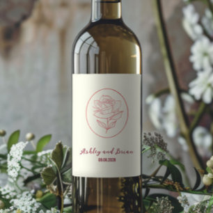 Etiqueta Para Botella De Vino Clásico Jardín de Antigüedades Floral Rosa Boda