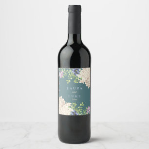 Etiqueta Para Botella De Vino Clásico Pastel Hydrangea