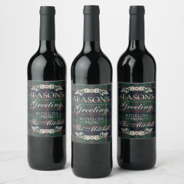 Etiqueta Para Botella De Vino Classic Dark Blue Red Green Plaid Pattern