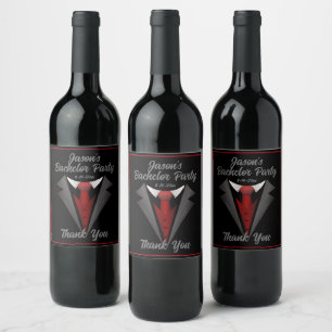 Etiqueta Para Botella De Vino Classy Gentleman Red Tie