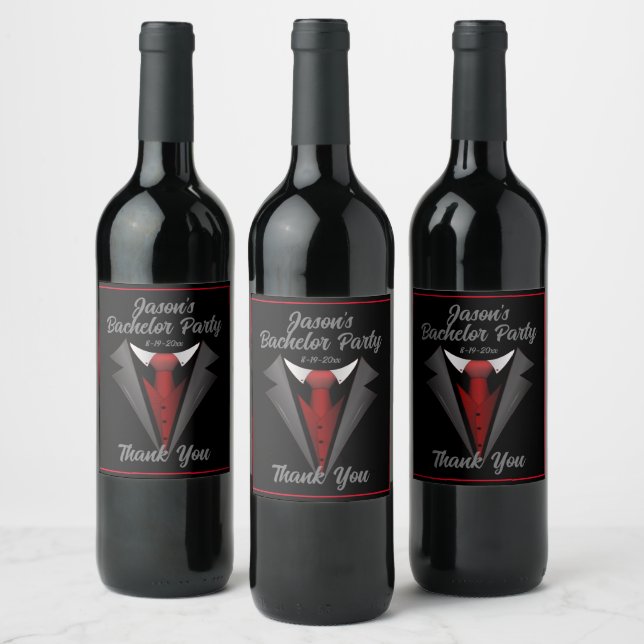 Etiqueta Para Botella De Vino Classy Gentleman Red Tie (Botellas)