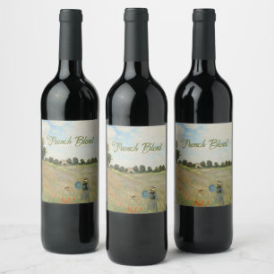 Etiqueta Para Botella De Vino Claude Monet El campo de amapolas cerca de Argente