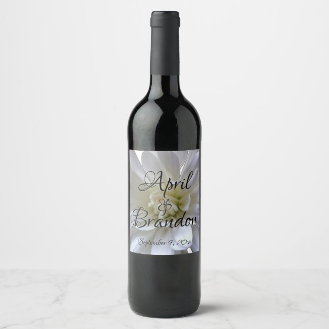 Etiqueta Para Botella De Vino Clavel elegante blanco (Anverso)