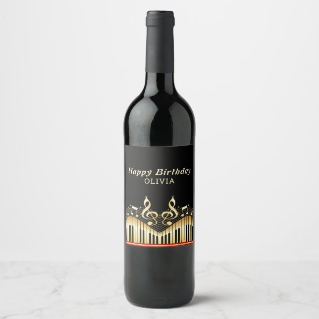 Etiqueta Para Botella De Vino Clef Gold Treble (Anverso)