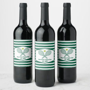 Etiqueta Para Botella De Vino Club Campestre Personalizado de tenis de rayas ver