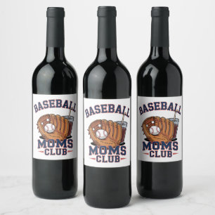 Etiqueta Para Botella De Vino Club de Mamás de Béisbol Día de la Madre