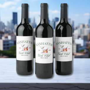 Etiqueta Para Botella De Vino Clubes de Chicas Cócteles Elegantes Verde y Rojo
