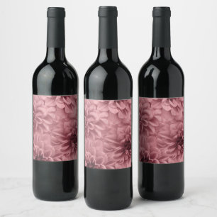 Etiqueta Para Botella De Vino Clúster de flores de Dahlia rosa/malva clara